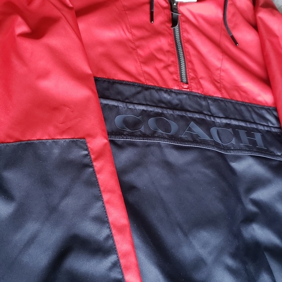 Brand NWTs Coach Red/Navy Pullover Half Zip Jacket - Picture 3 of 8